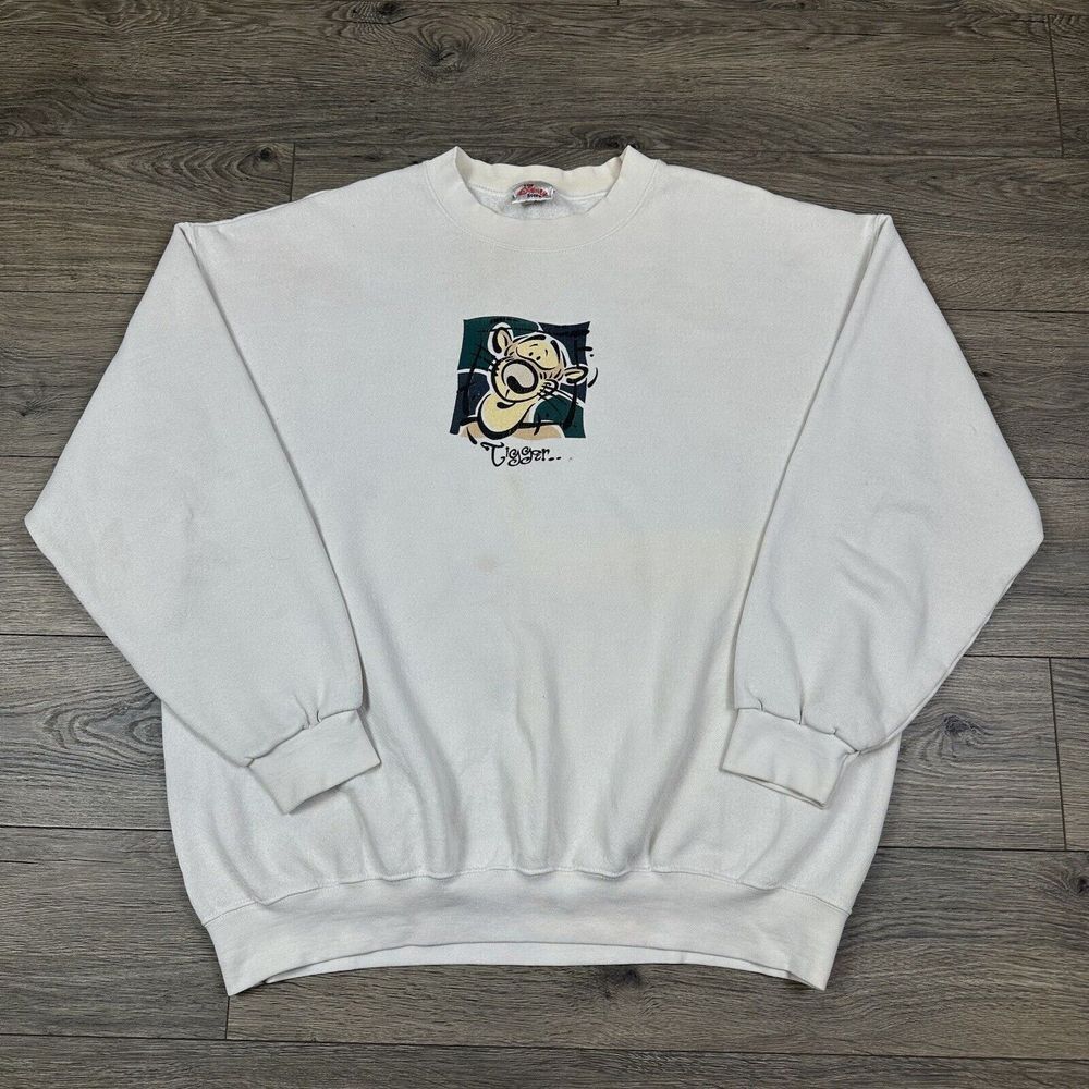 Vintage Disney Tigger Sweatshirt Adult 2XL White Crewneck Winnie the Pooh
